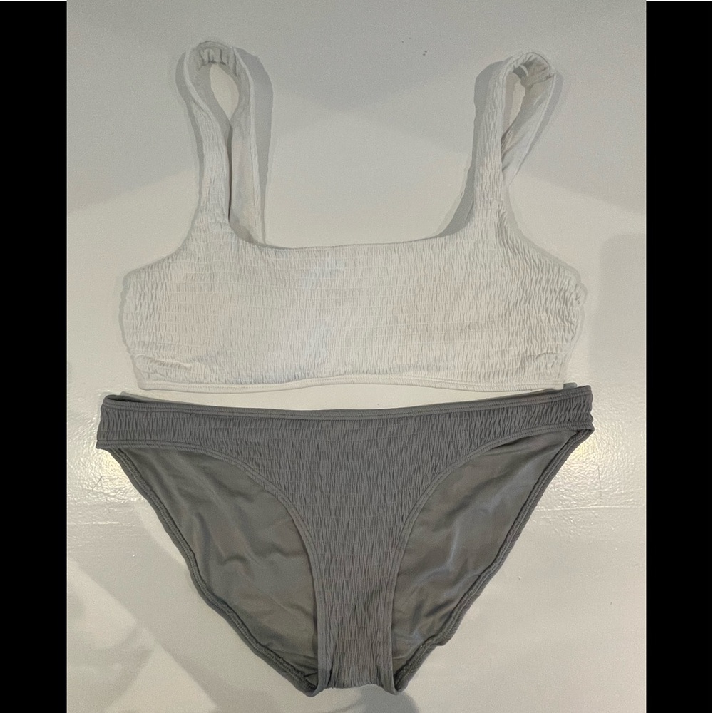 Aerie Bikini - Grey/White/L